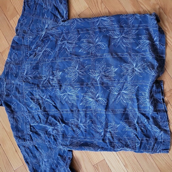 Jamaica Jaxx Blue Silk Button Down Short Sleeve Shirt Tropical Size M - Picture 7 of 9